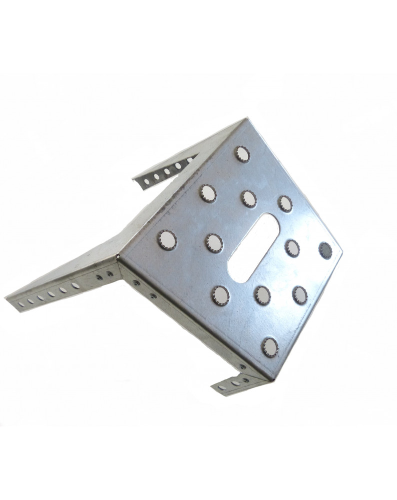 Slope step "MINI", galvanised steel, 200 mm deep, with punched serrated holes, with or without recessed grip