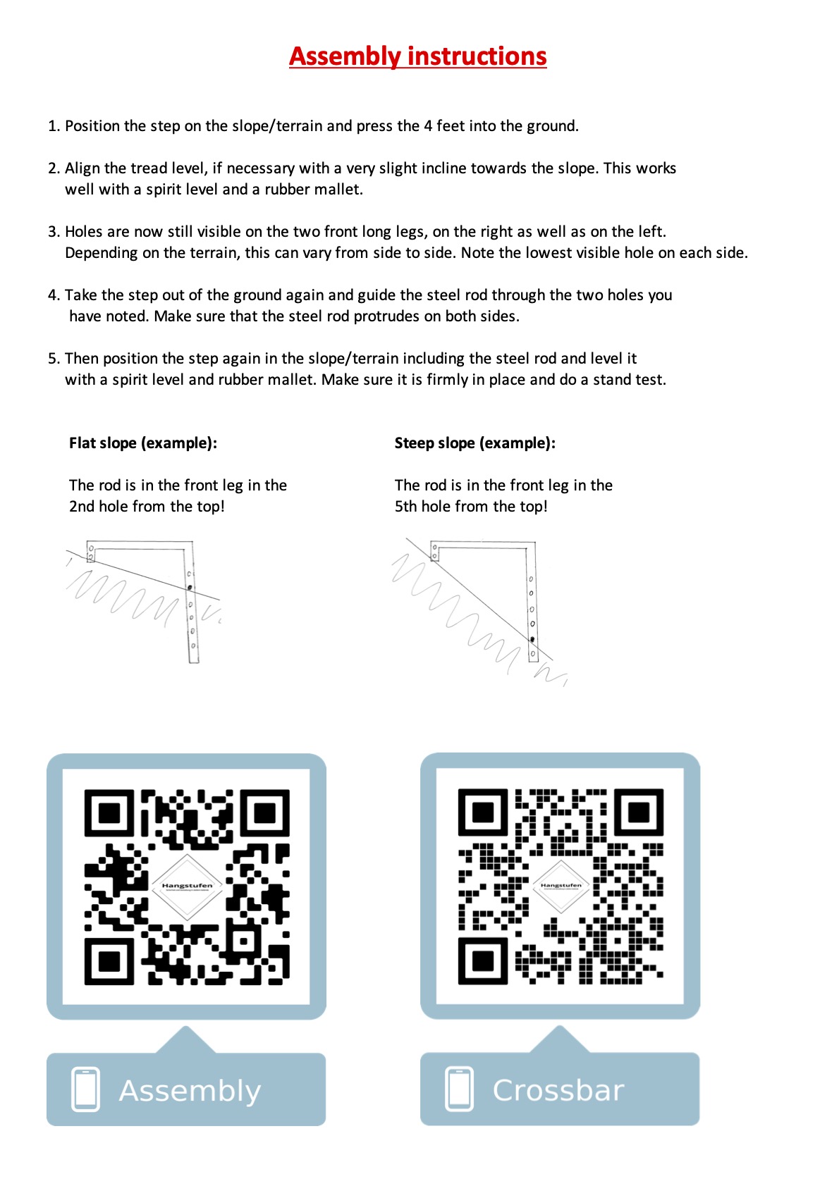Slope step assembly instructions
